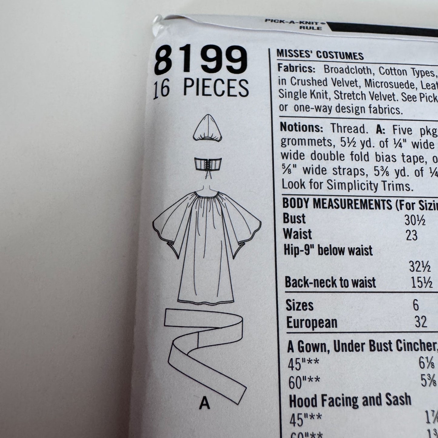 Simplicity Sewing Pattern 8199 Medieval Costume Fantasy Cloak Dress Renaissance Cosplay 14-22 Uncut