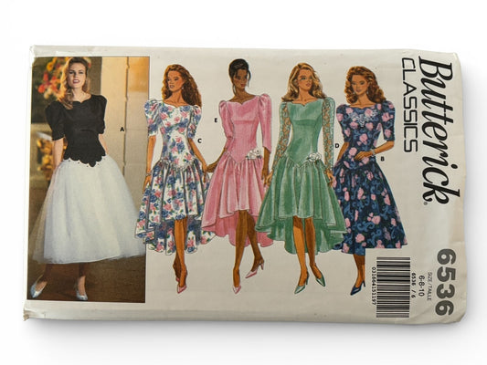 Butterick Sewing Pattern 6536 Misses Dress Tea Length Tulle Overskirt