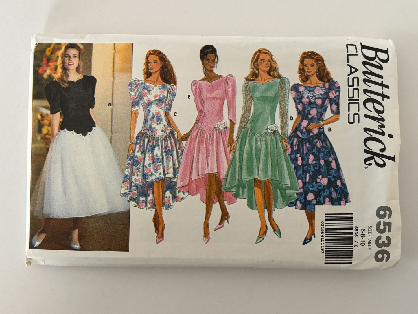 Butterick Sewing Pattern 6536 Misses Dress Tea Length Tulle Overskirt