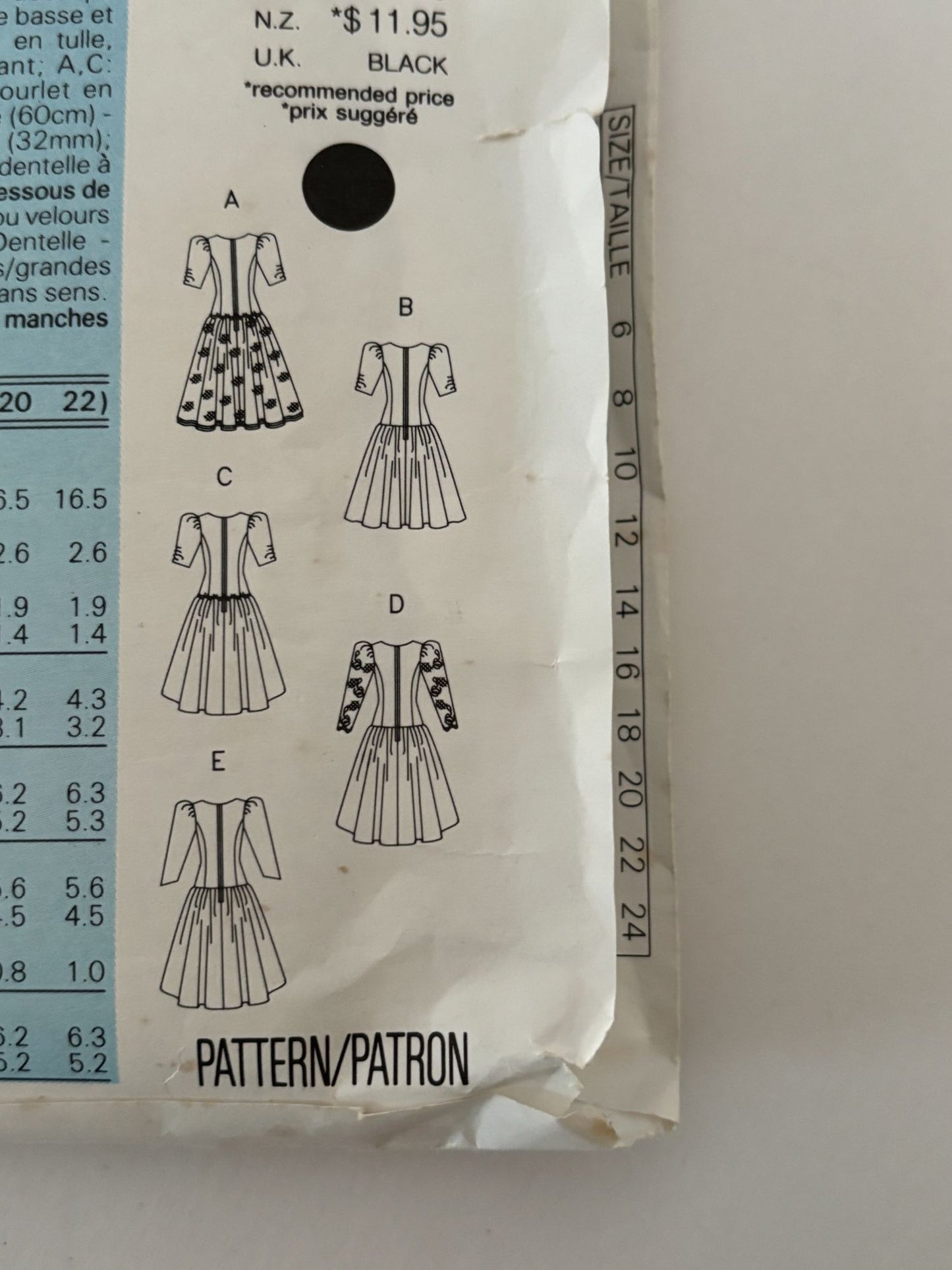 Butterick Sewing Pattern 6536 Misses Dress Tea Length Tulle Overskirt