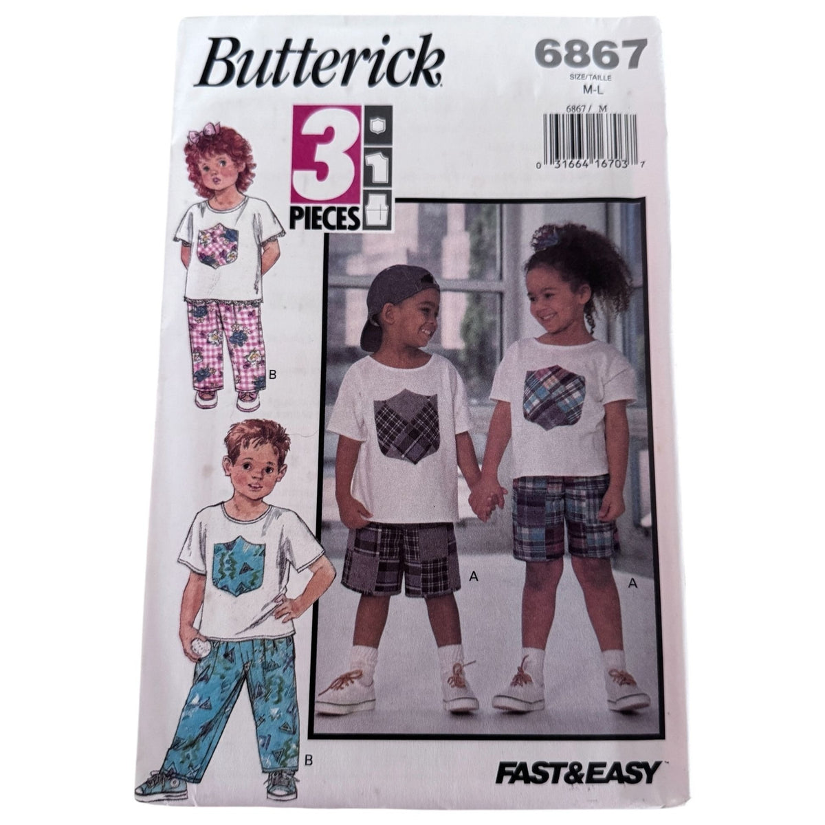 Butterick Sewing Pattern 6867 Kids Playwear Top Shorts Summer Easy 5 6 6X Uncut