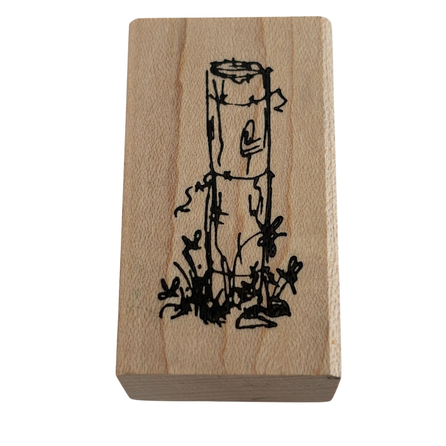 Judith Rubber Stamp Wooden Fence Post Tree Stump Flowers Background Scene Maker