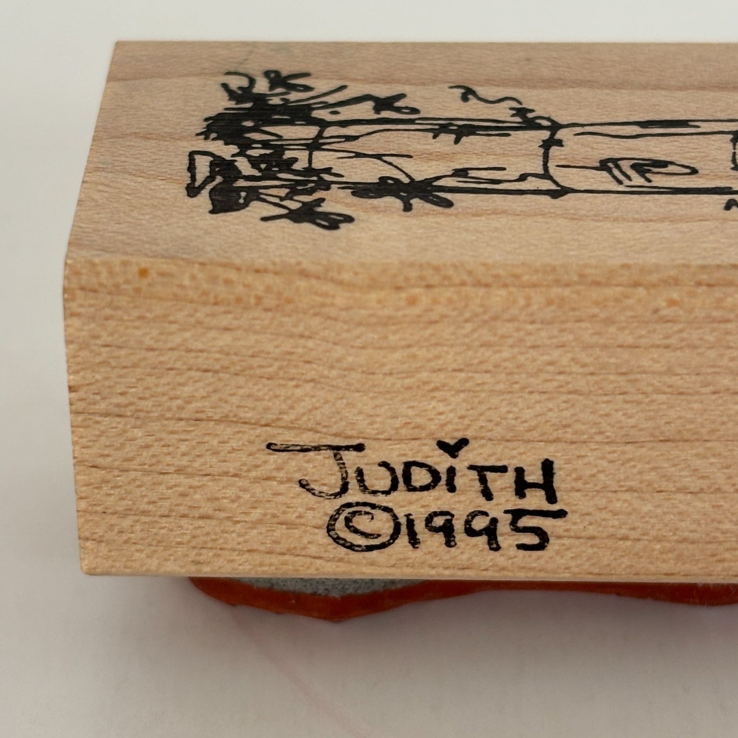 Judith Rubber Stamp Wooden Fence Post Tree Stump Flowers Background Scene Maker