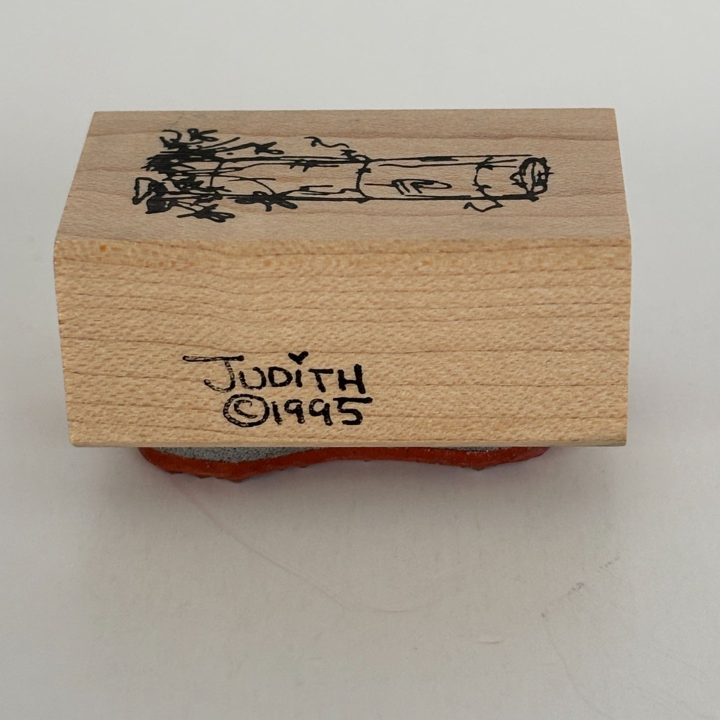 Judith Rubber Stamp Wooden Fence Post Tree Stump Flowers Background Scene Maker