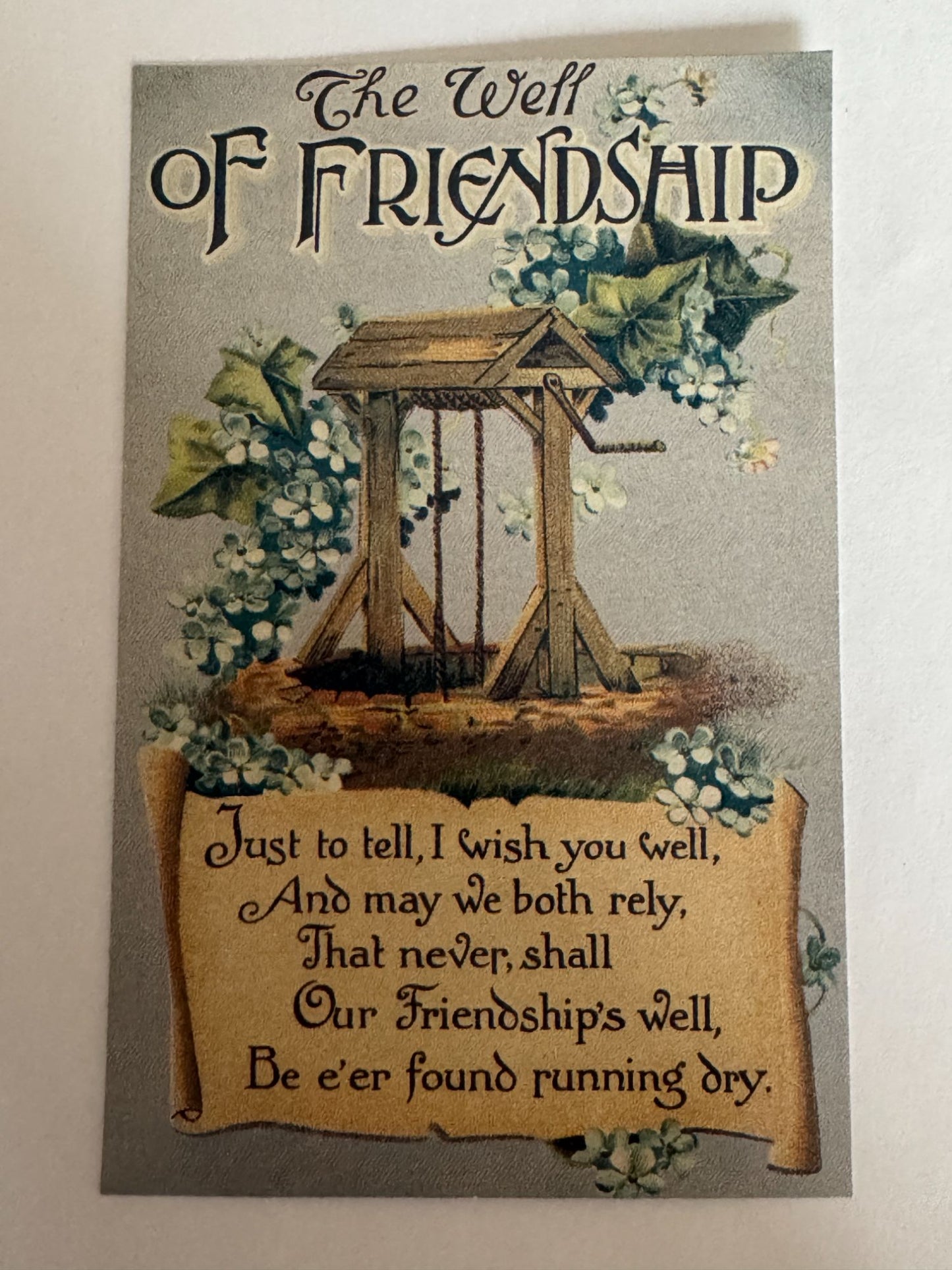 Hallmark Historical Collection Postcard The Well Of Friendship 1910- 1990 Flower
