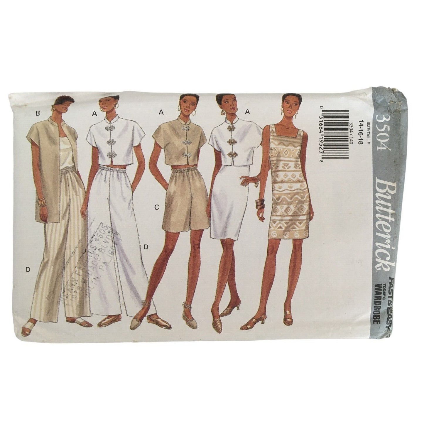 Butterick Sewing Pattern 3504 Misses Capsule Wardrobe Sheath Dress Pant 14-18 UC