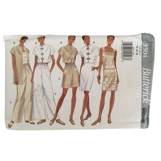 Butterick Sewing Pattern 3504 Misses Capsule Wardrobe Sheath Dress Pant 14-18 UC