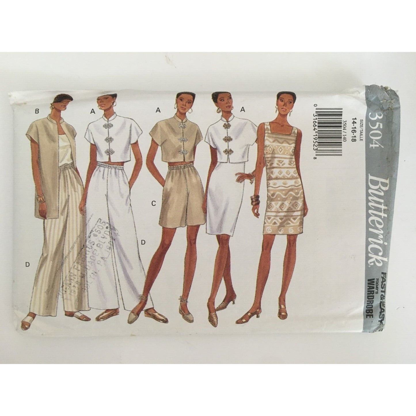 Butterick Sewing Pattern 3504 Misses Capsule Wardrobe Sheath Dress Pant 14-18 UC