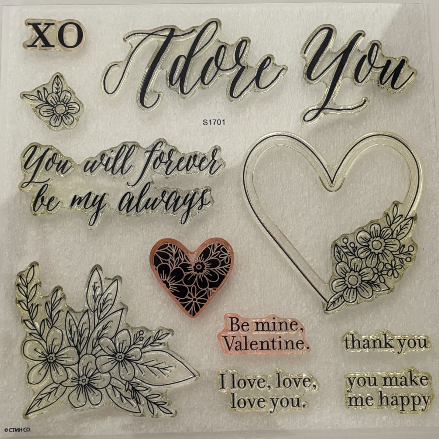 CTMH Acrylic Stamps My Acrylix Adore You Heart Flowers Romantic Cardmaking S1701 Floral Corner