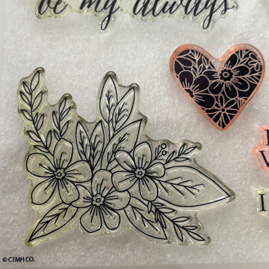 CTMH Acrylic Stamps My Acrylix Adore You Heart Flowers Romantic Cardmaking S1701 Floral Corner