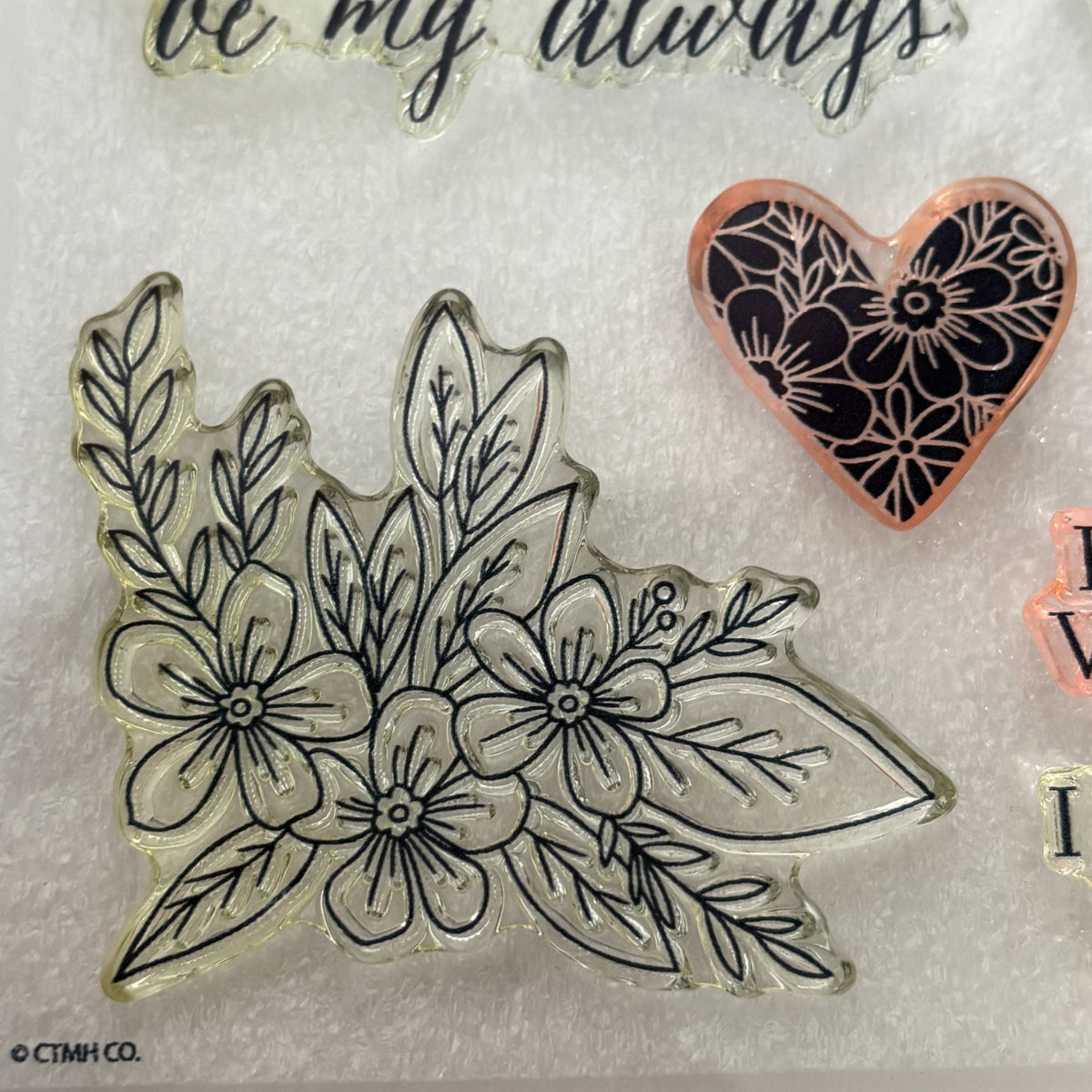 CTMH Acrylic Stamps My Acrylix Adore You Heart Flowers Romantic Cardmaking S1701 Floral Corner