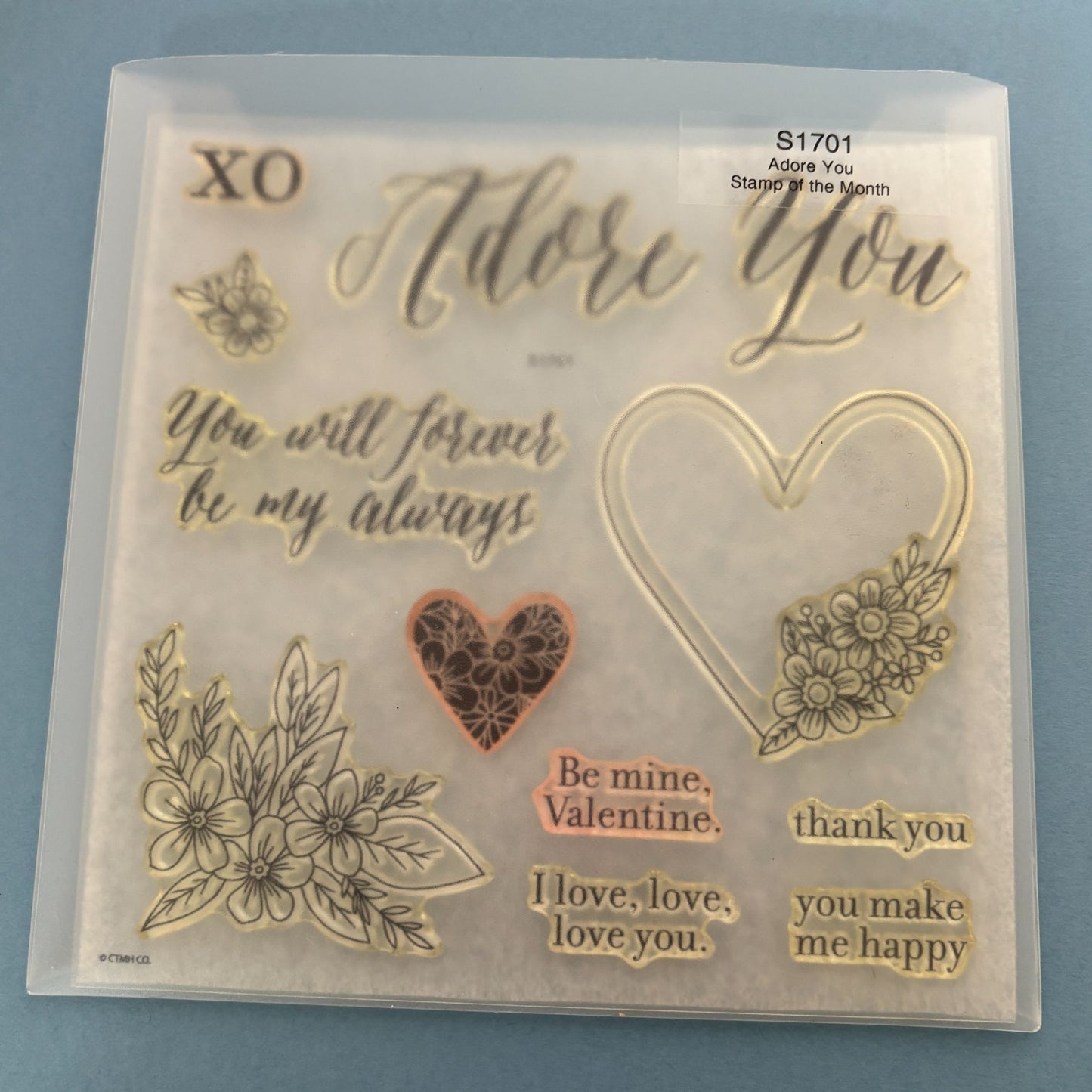 CTMH Acrylic Stamps My Acrylix Adore You Heart Flowers Romantic Cardmaking S1701 Floral Corner