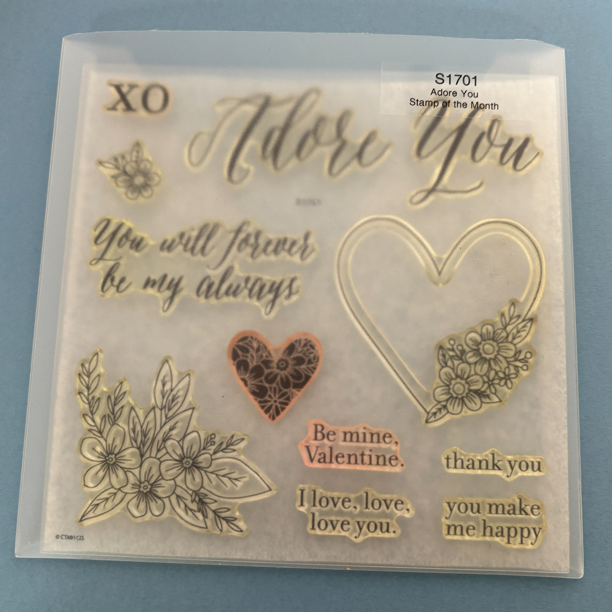 CTMH Acrylic Stamps My Acrylix Adore You Heart Flowers Romantic Cardmaking S1701 Floral Corner