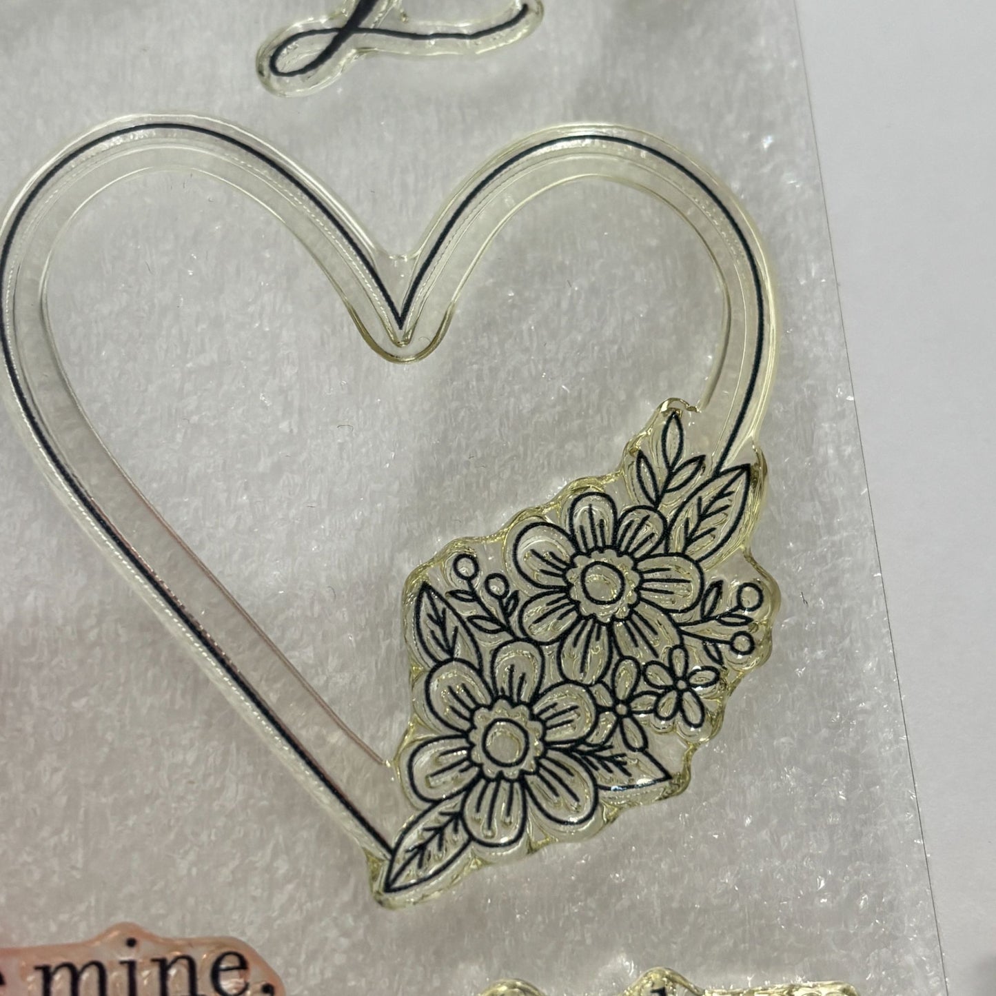 CTMH Acrylic Stamps My Acrylix Adore You Heart Flowers Romantic Cardmaking S1701 Floral Corner