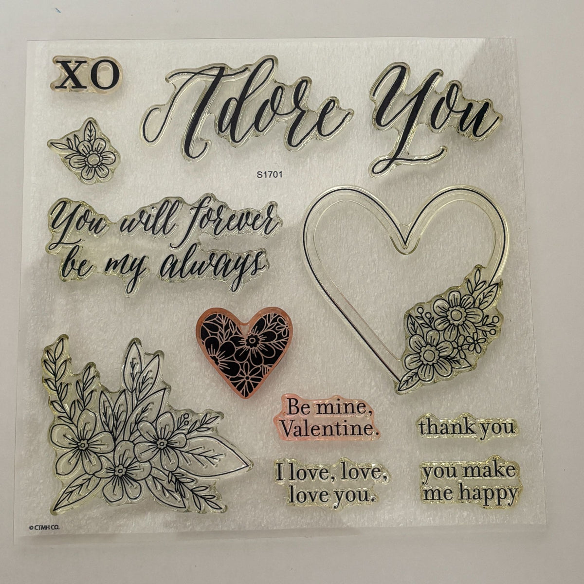 CTMH Acrylic Stamps My Acrylix Adore You Heart Flowers Romantic Cardmaking S1701 Floral Corner