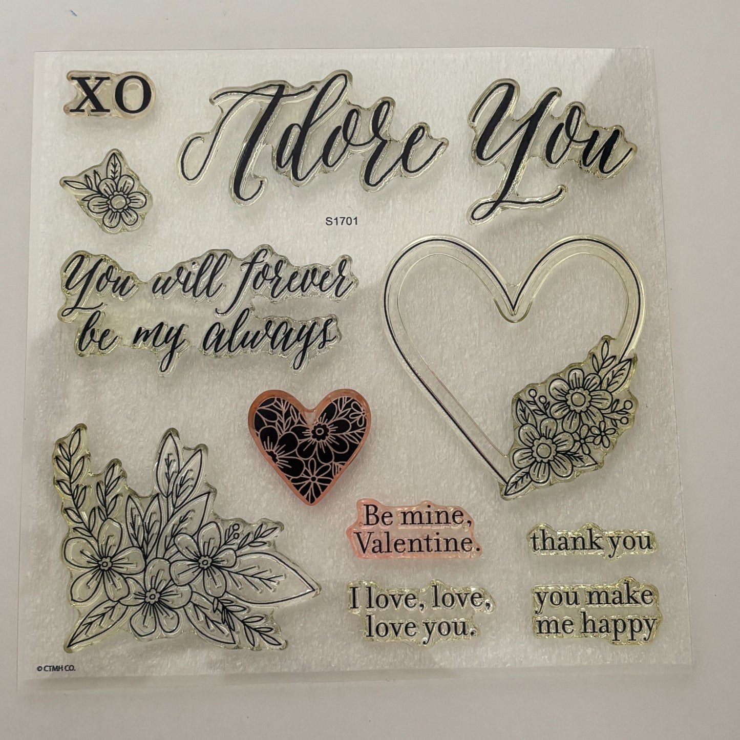 CTMH Acrylic Stamps My Acrylix Adore You Heart Flowers Romantic Cardmaking S1701 Floral Corner