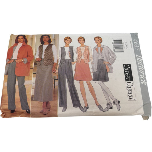Butterick Sewing Pattern 4637 Career Casual Wardrobe Top Skirt Pants 18 20 22 UC