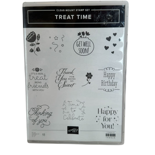 Stampin Up Clear Mount Stamp Set Treat Time Thinking of You Get Well Soon Words