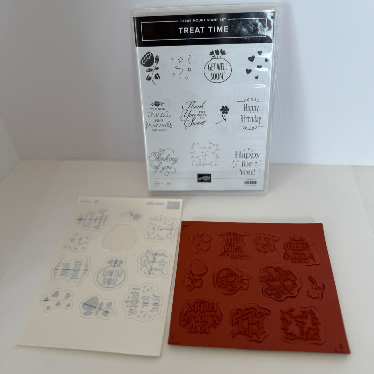 Stampin Up Clear Mount Stamp Set Treat Time Thinking of You Get Well Soon Words
