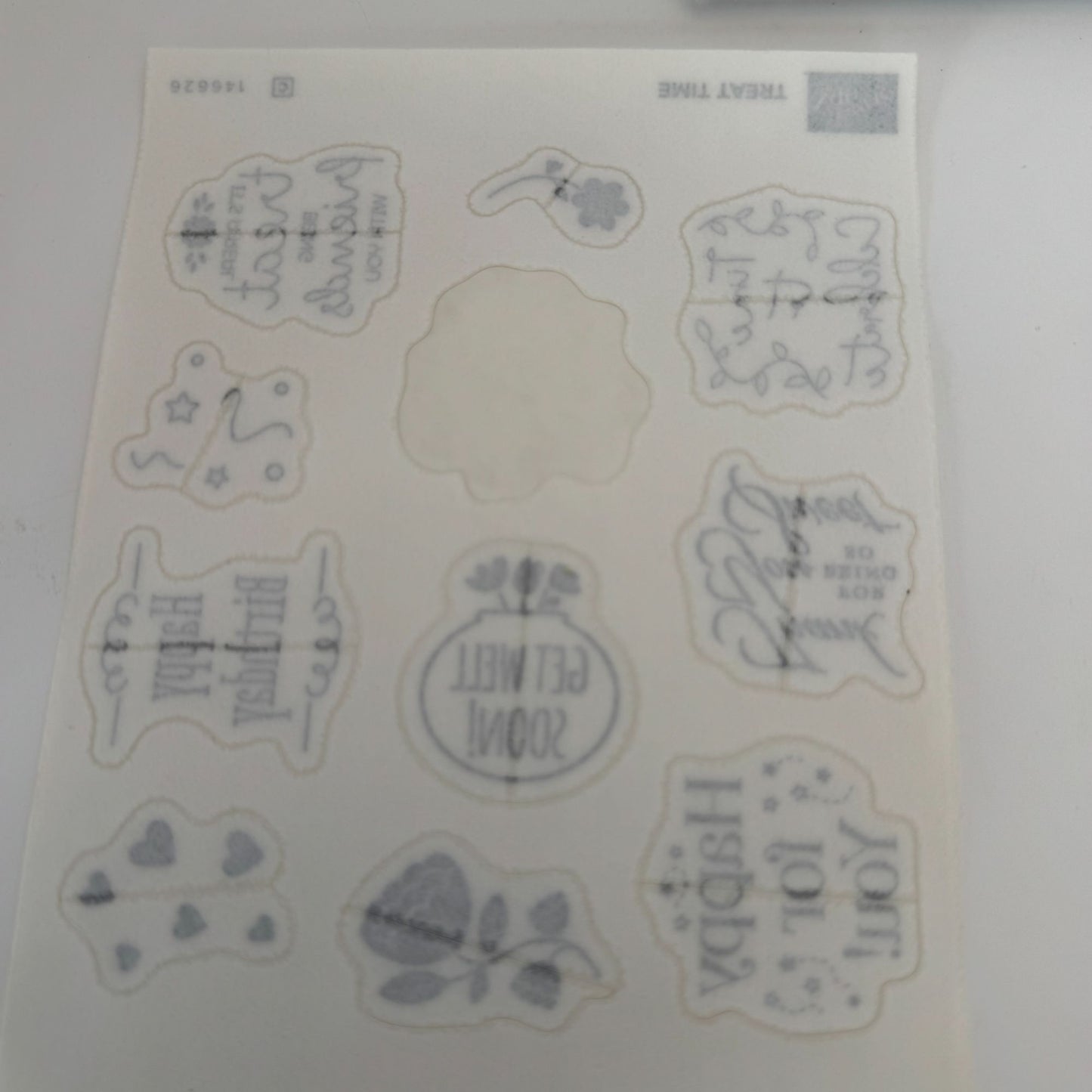 Stampin Up Clear Mount Stamp Set Treat Time Thinking of You Get Well Soon Words