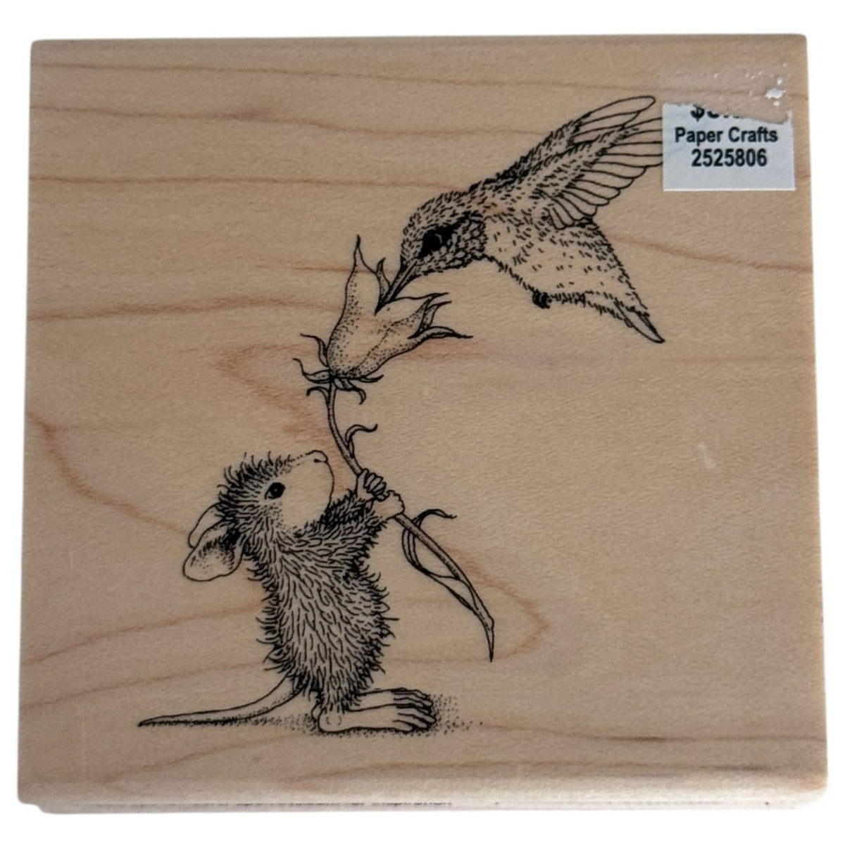 House Mouse Rubber Stamp Sweet Nectar Hummingbird Flower Spellbinders Cardmaking Craft Wood Mounted