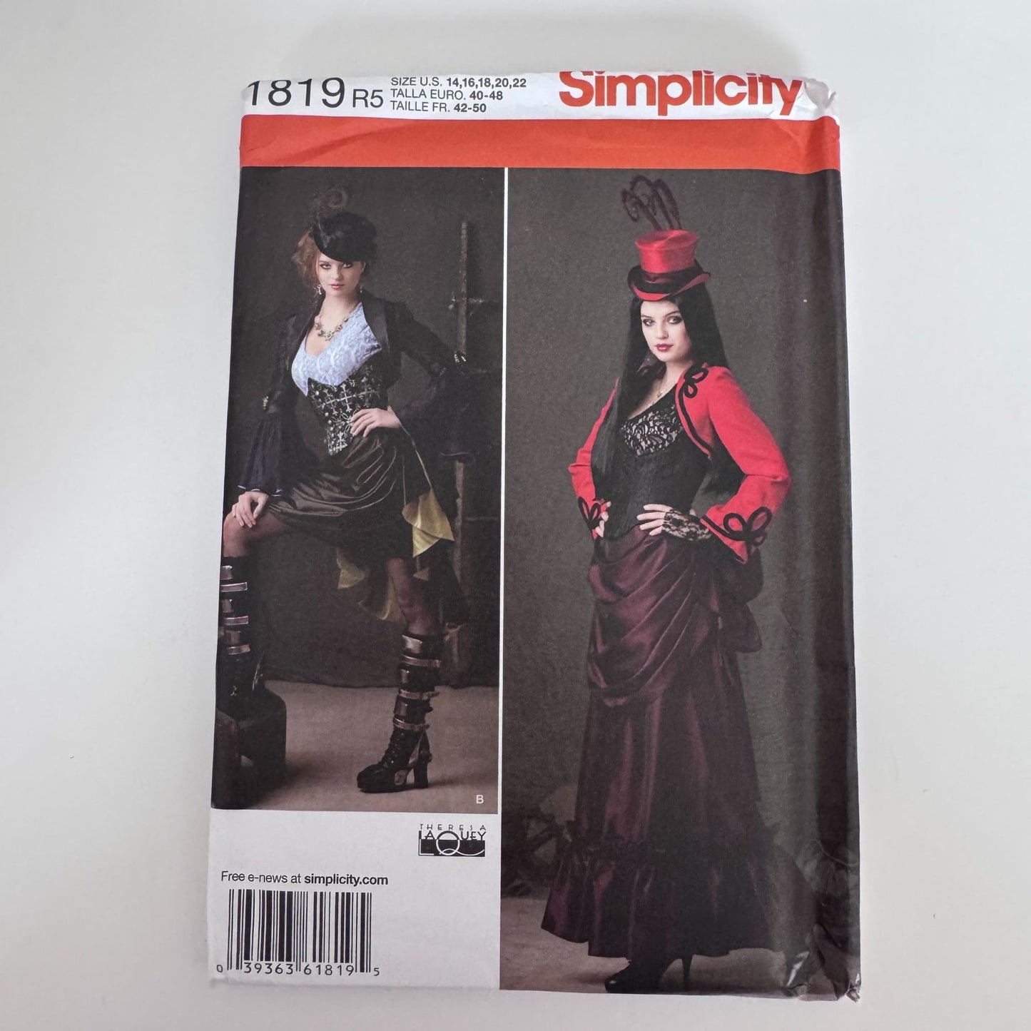 Simplicity Sewing Pattern 1819 Steampunk Costume Corset Skirt Victorian Cosplay Skirt Bustle 14-22 Uncut