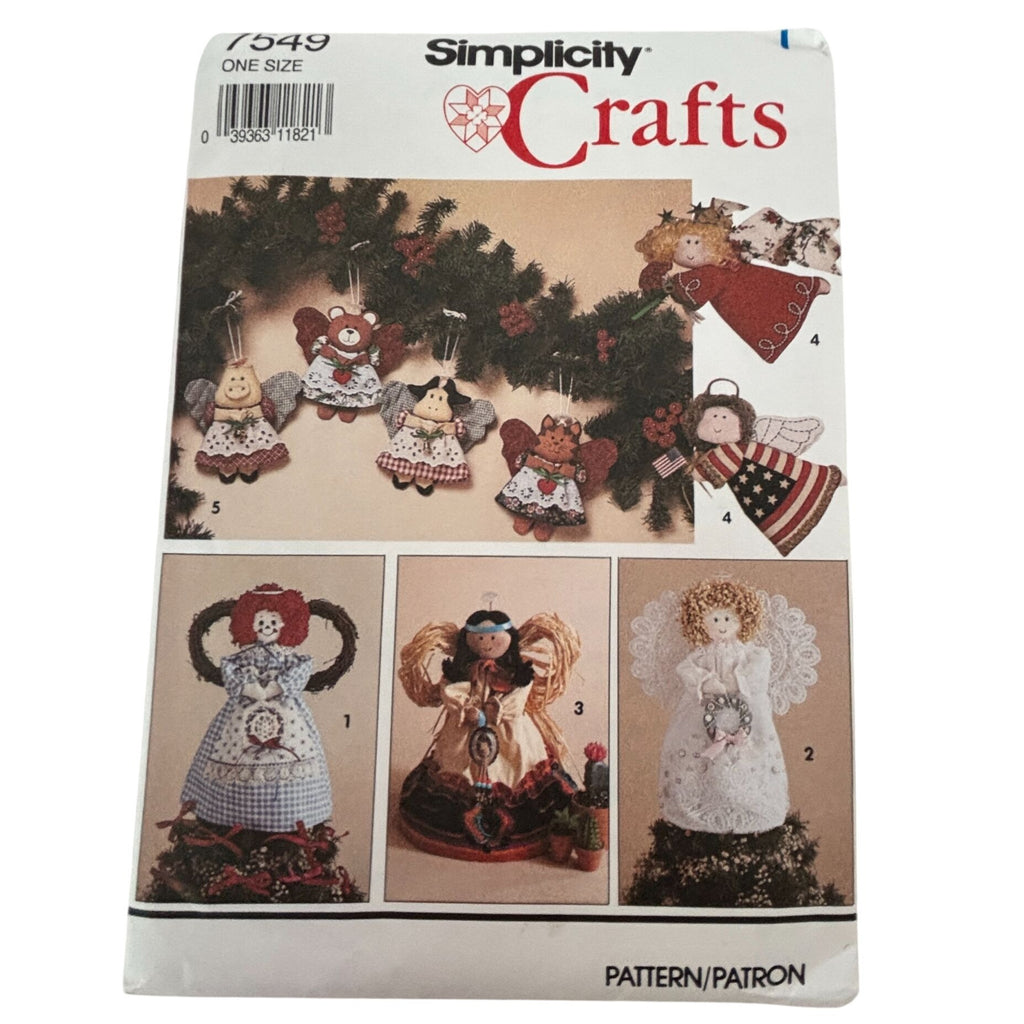 Simplicity Sewing Pattern 7549 Christmas Crafts Angel Tree Topper Ornaments UC