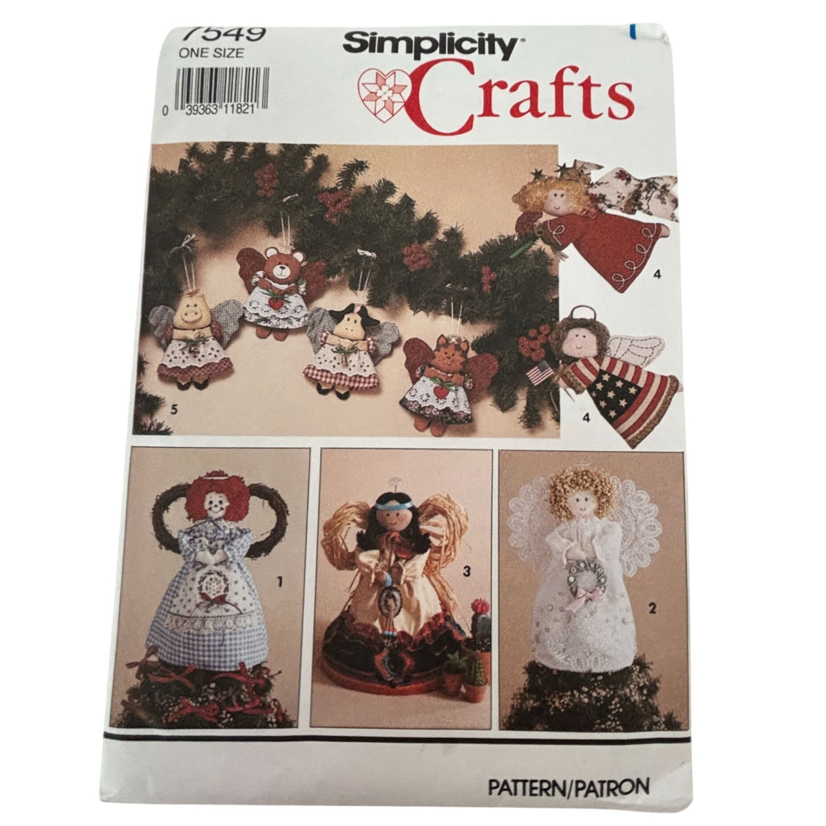 Simplicity Sewing Pattern 7549 Christmas Crafts Angel Tree Topper Ornaments UC