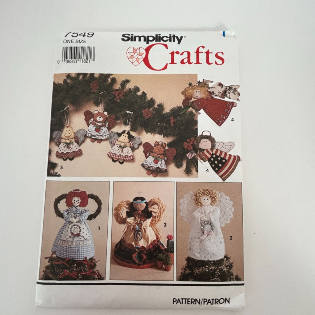 Simplicity Sewing Pattern 7549 Christmas Crafts Angel Tree Topper Ornaments UC