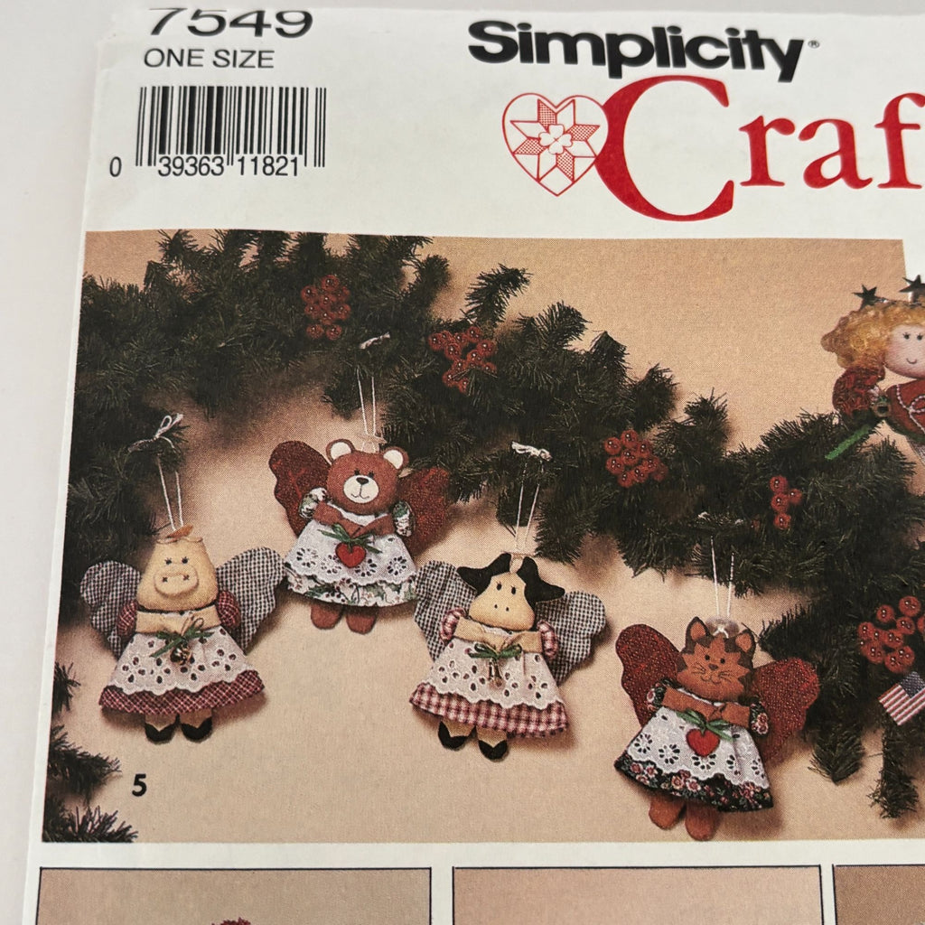 Simplicity Sewing Pattern 7549 Christmas Crafts Angel Tree Topper Ornaments UC
