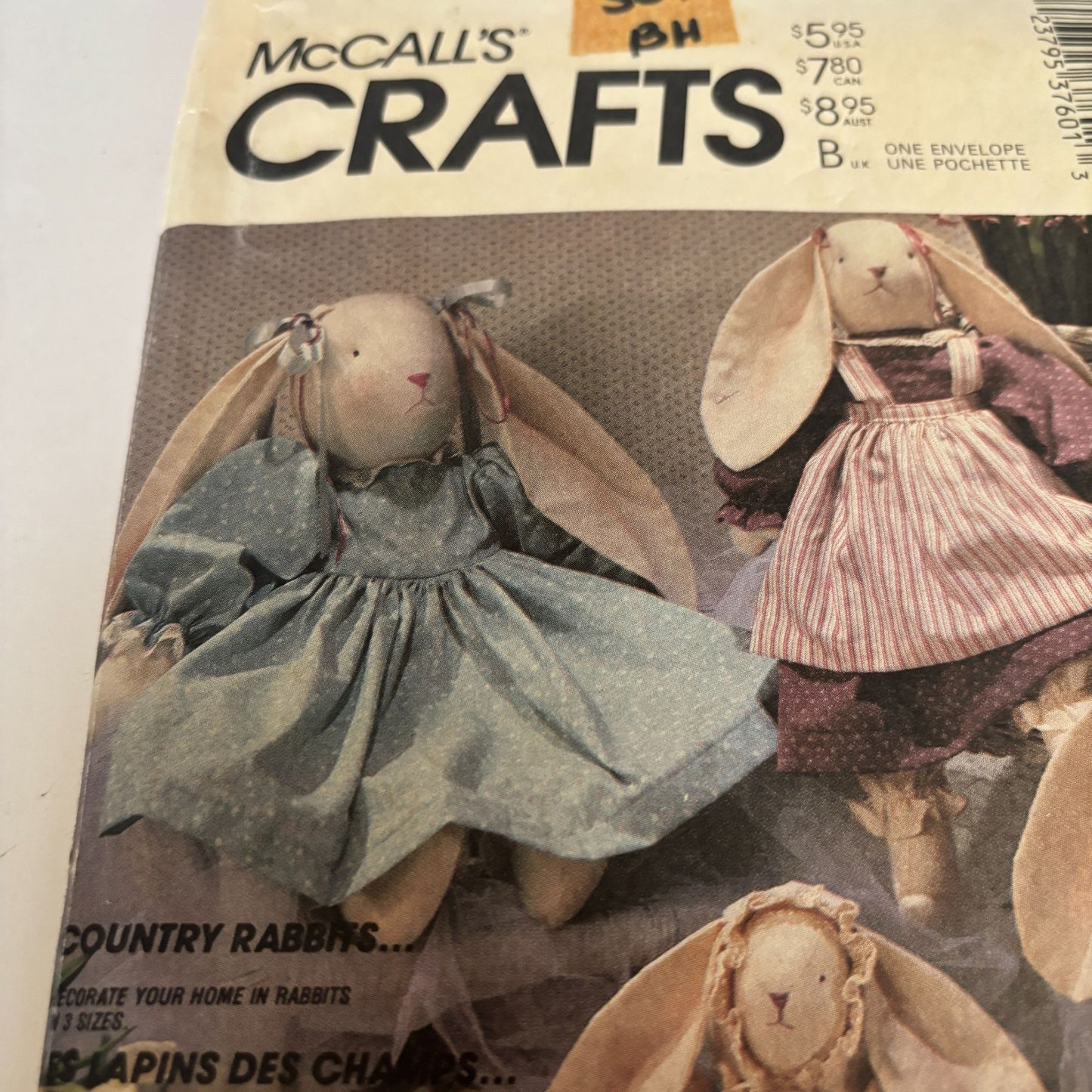 McCalls Crafts Sewing Pattern 3760 Country Rabbits Stuffed Bunny Faye Wine Uncut