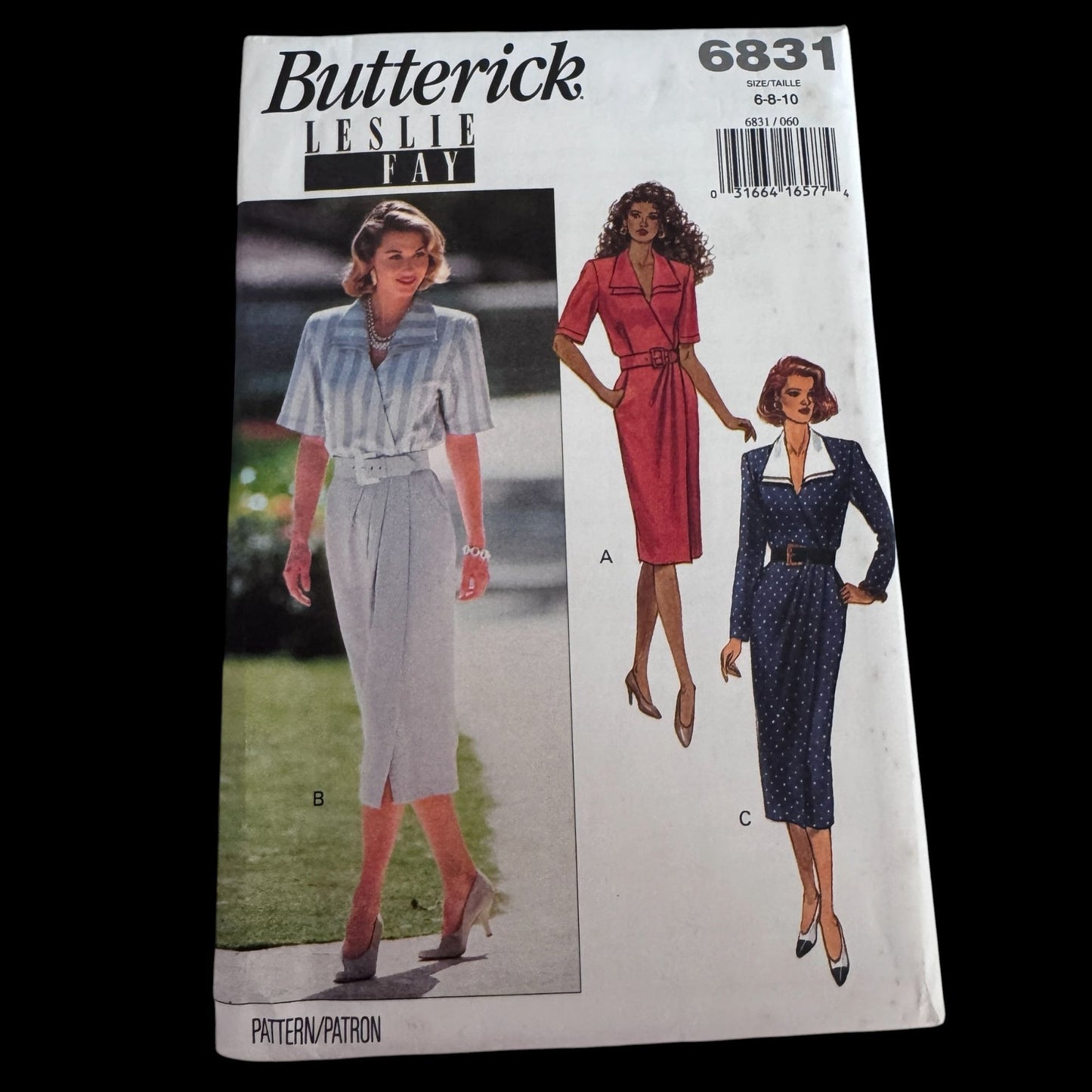 Butterick Sewing Pattern 6831 90s Power Dress Midi Mock Wrap Leslie Fay 6-10 Uncut