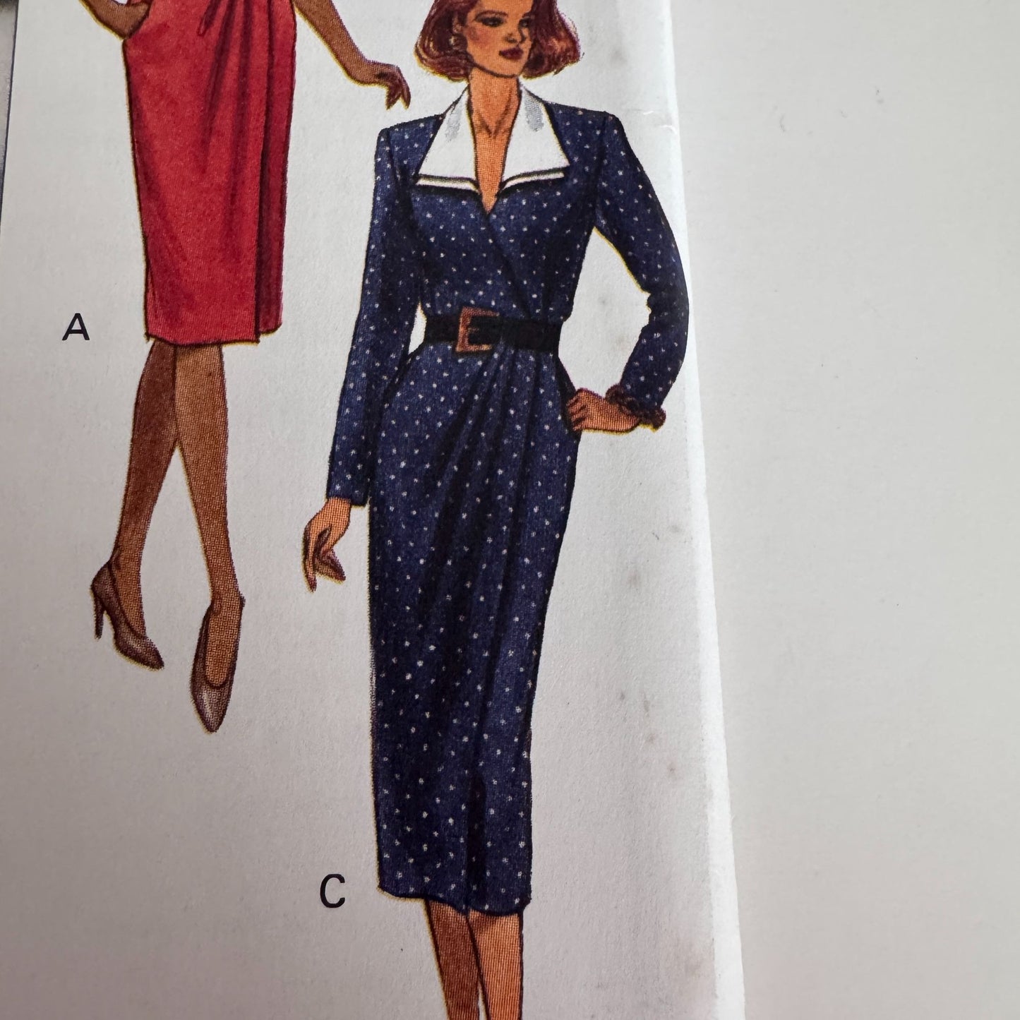 Butterick Sewing Pattern 6831 90s Power Dress Midi Mock Wrap Leslie Fay 6-10 Uncut