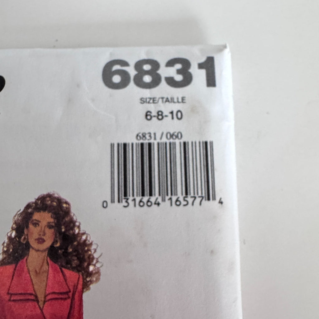 Butterick Sewing Pattern 6831 90s Power Dress Midi Mock Wrap Leslie Fay 6-10 Uncut