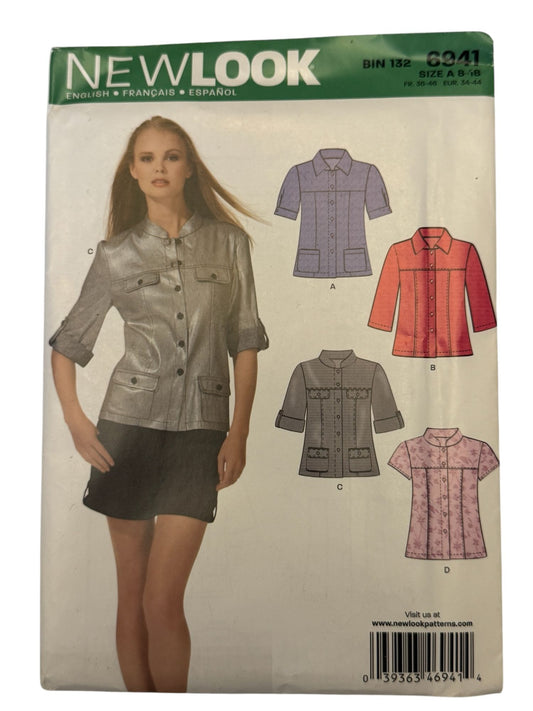 Simplicity New Look Sewing Pattern 6941 Structured Shirt Button Up Top Size 8-18