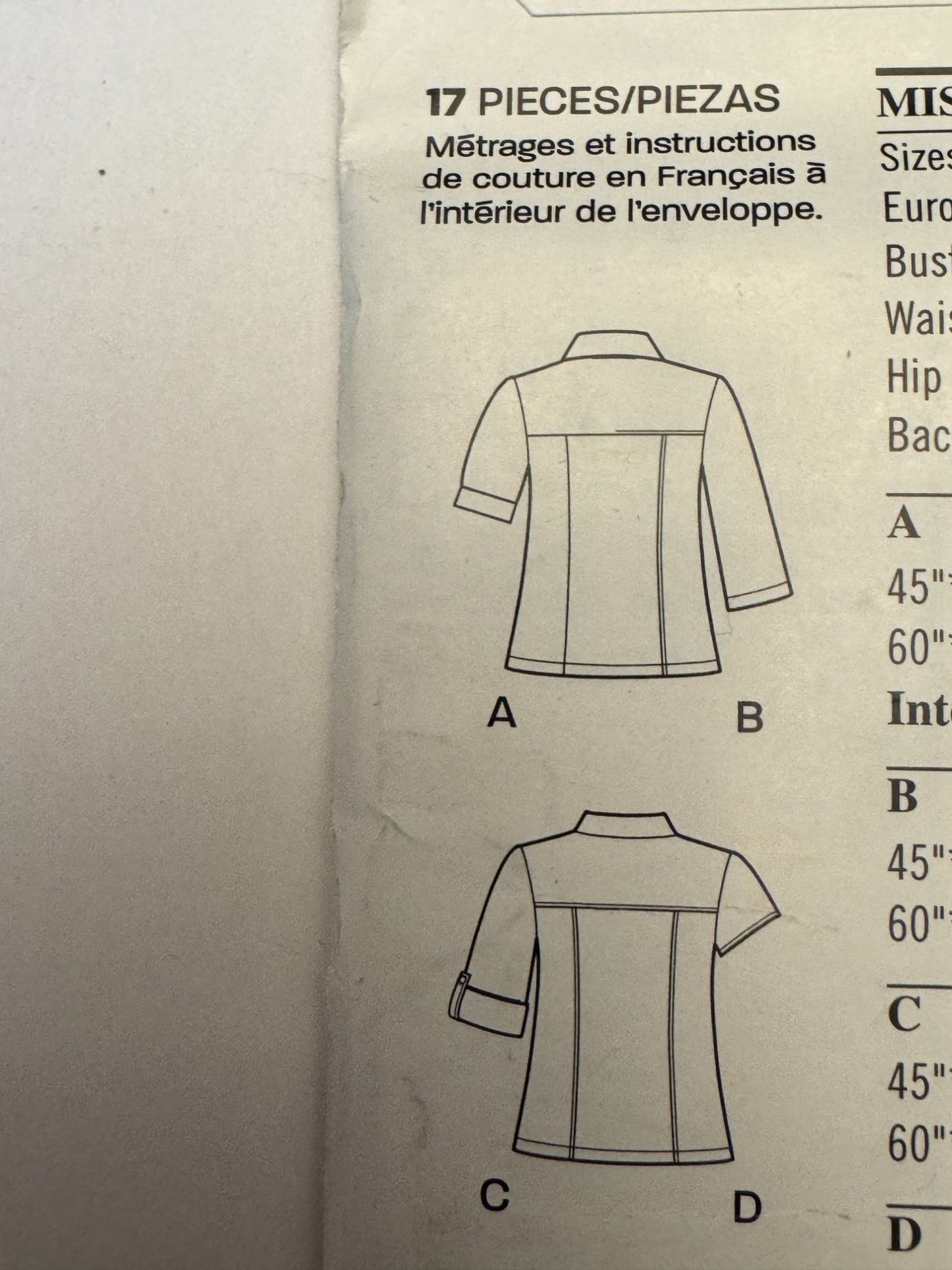 Simplicity New Look Sewing Pattern 6941 Structured Shirt Button Up Top Size 8-18