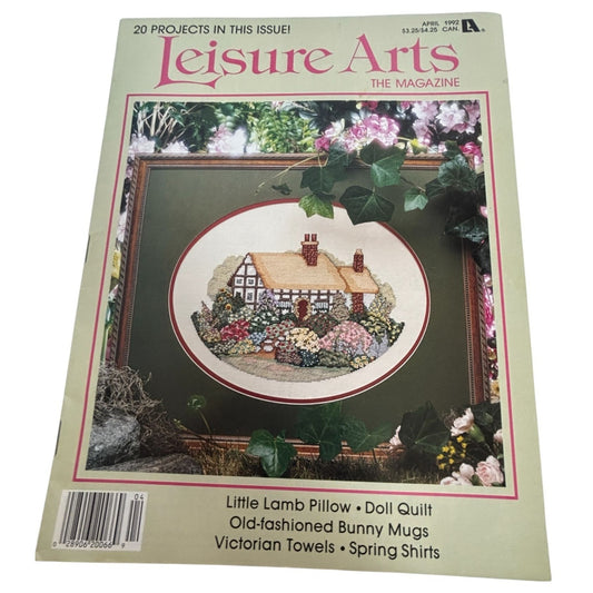 Leisure Arts Magazine April 1992 Cross Stitch Crochet Knit Cat Jelly Beans Quilt