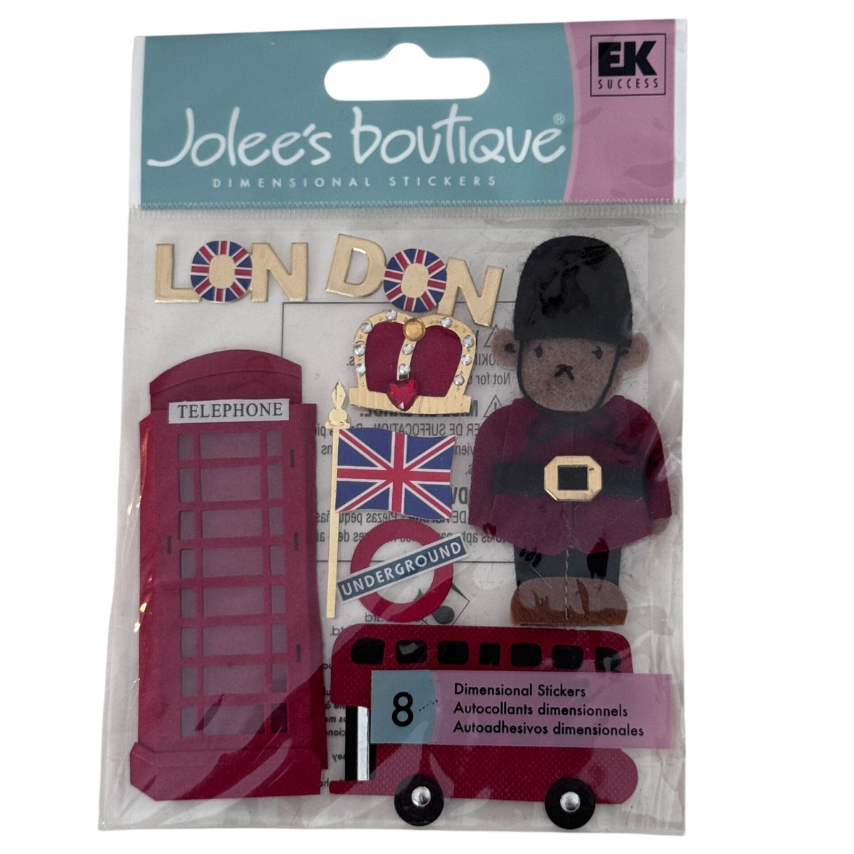 Jolees Boutique London Dimensional Stickers British Scrapbook Embellishments Travel Double Decker Bus Crown