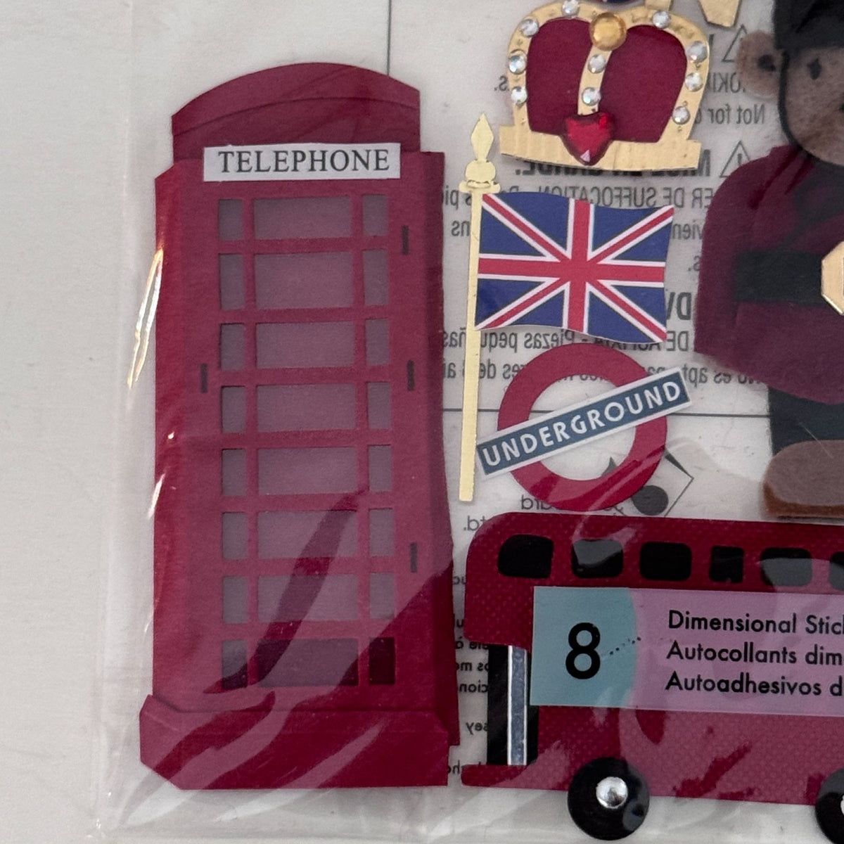 Jolees Boutique London Dimensional Stickers British Scrapbook Embellishments Travel Double Decker Bus Crown