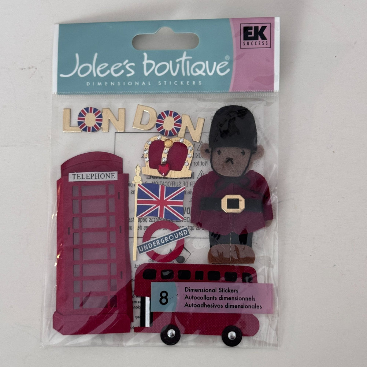Jolees Boutique London Dimensional Stickers British Scrapbook Embellishments Travel Double Decker Bus Crown
