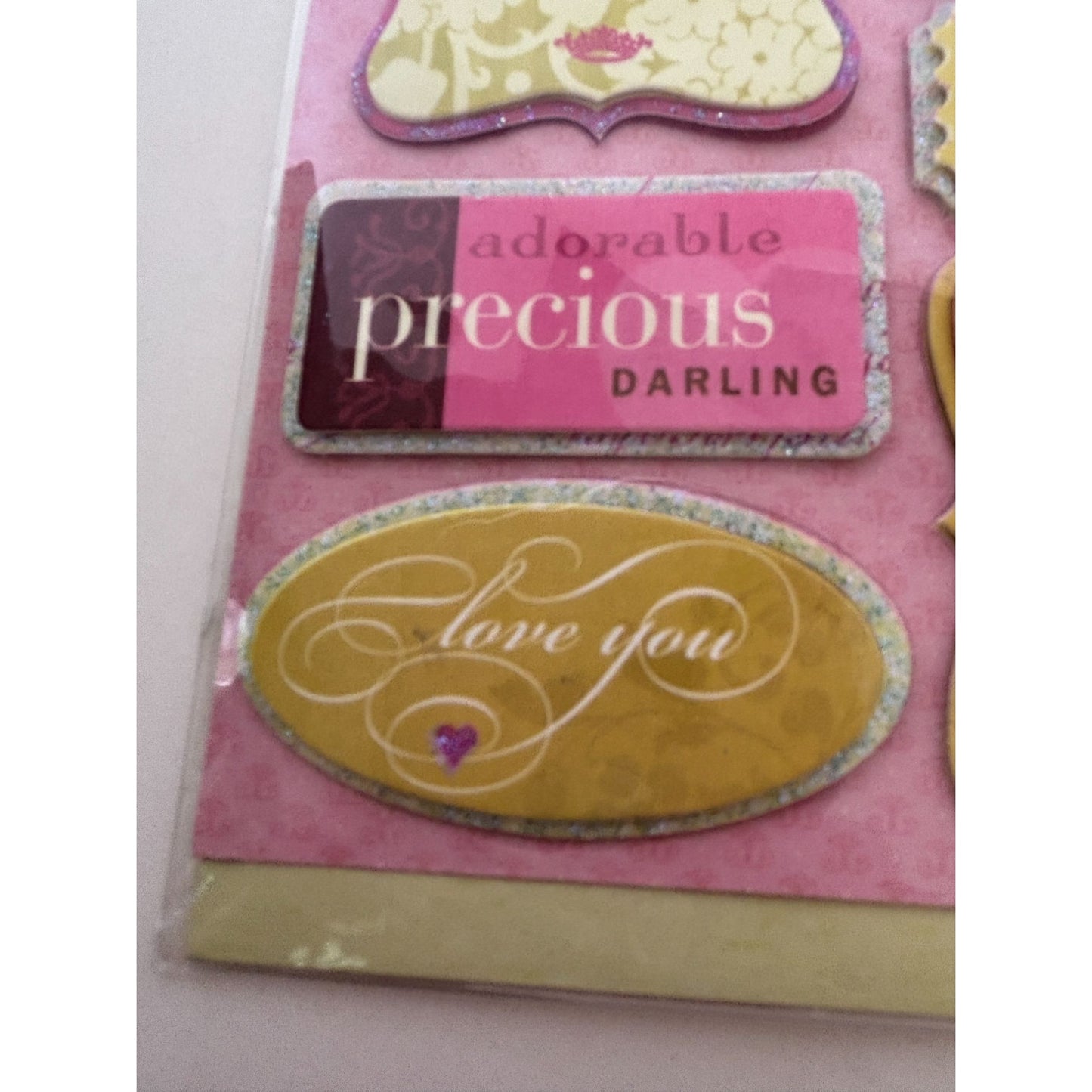 K and Company Grand Adhesions Dimensional Stickers Princess Tags Girly Girl 10pc