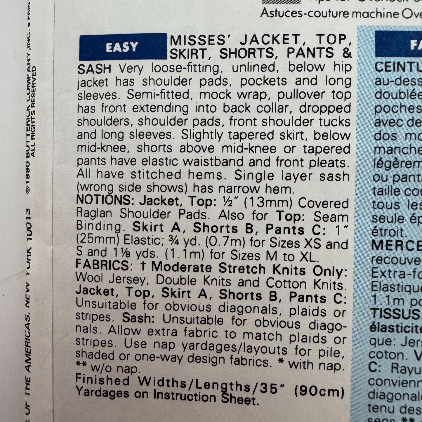 Butterick Sewing Pattern 5116 Misses Jacket Top Skirt Pants Sash Outfit 6-14 UC