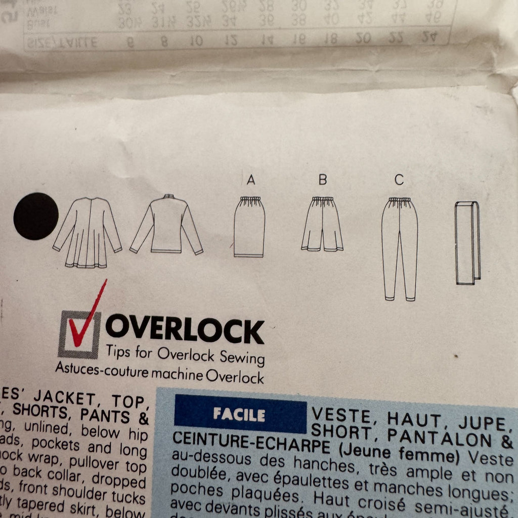 Butterick Sewing Pattern 5116 Misses Jacket Top Skirt Pants Sash Outfit 6-14 UC