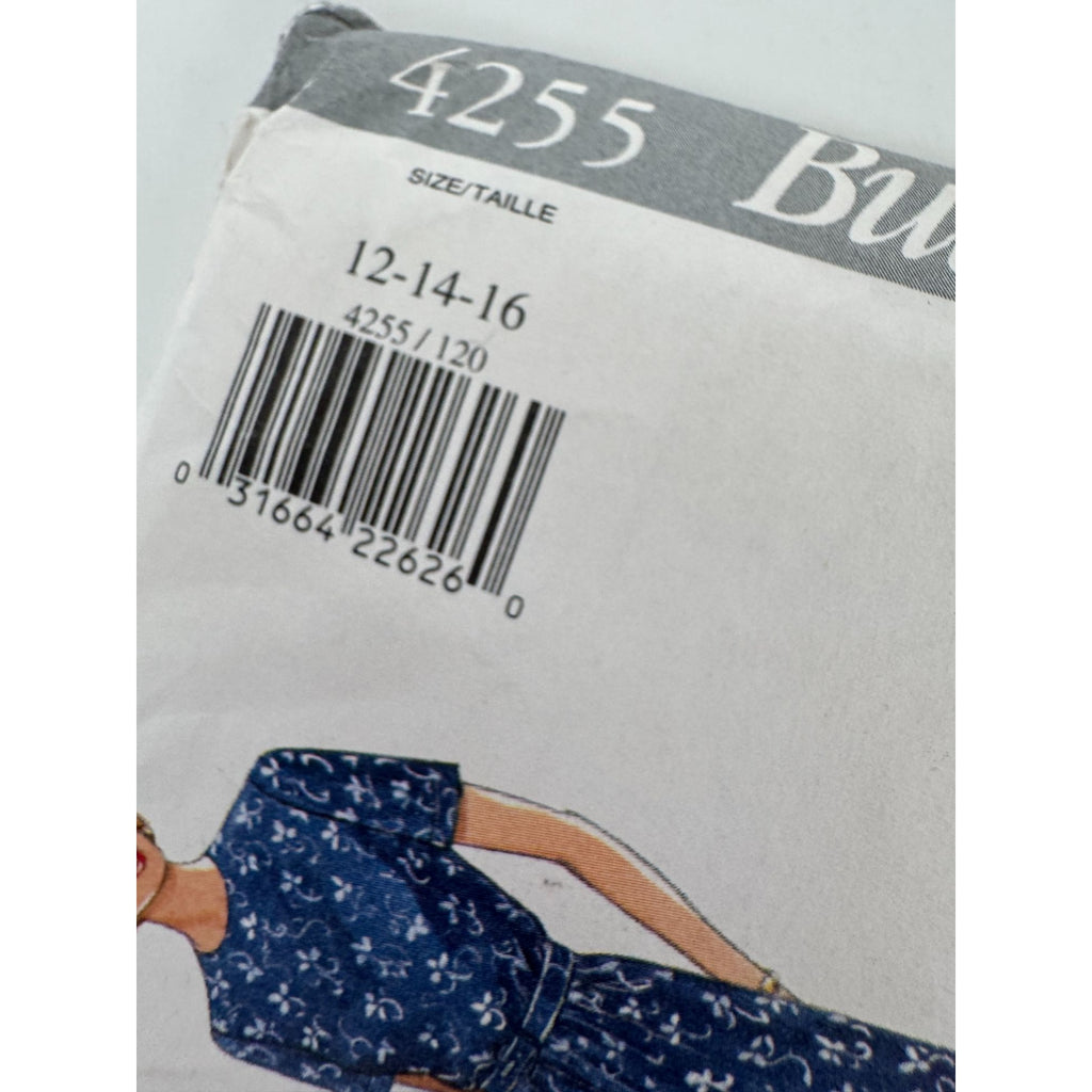 Butterick Sewing Pattern 4255 Misses Dress Cinched Waist 90s 12 14 16 Easy Uncut