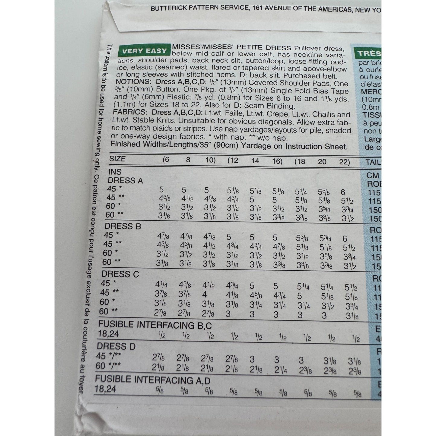 Butterick Sewing Pattern 4255 Misses Dress Cinched Waist 90s 12 14 16 Easy Uncut