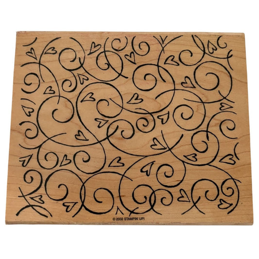Stampin Up Rubber Stamp Block Soft Swirls Heart Background Valentines Day Card