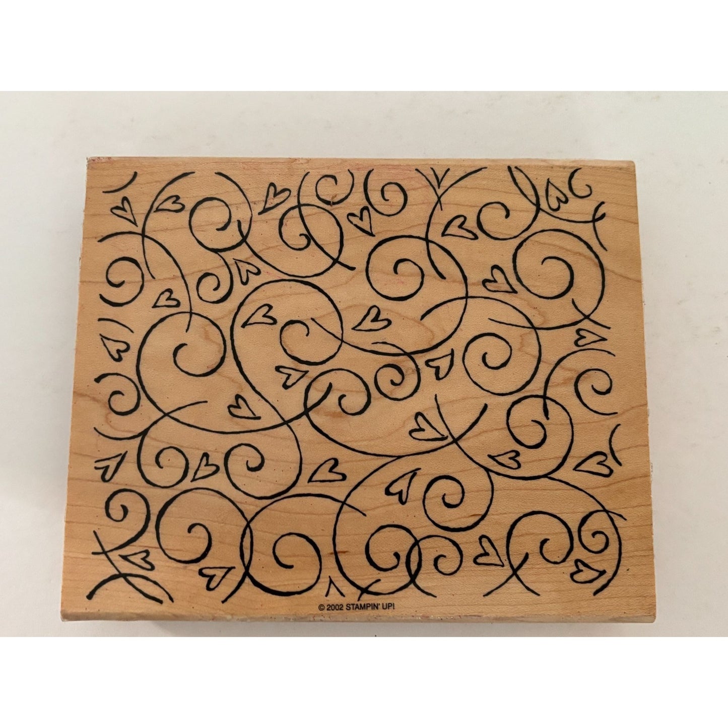 Stampin Up Rubber Stamp Block Soft Swirls Heart Background Valentines Day Card
