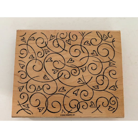 Stampin Up Rubber Stamp Block Soft Swirls Heart Background Valentines Day Card