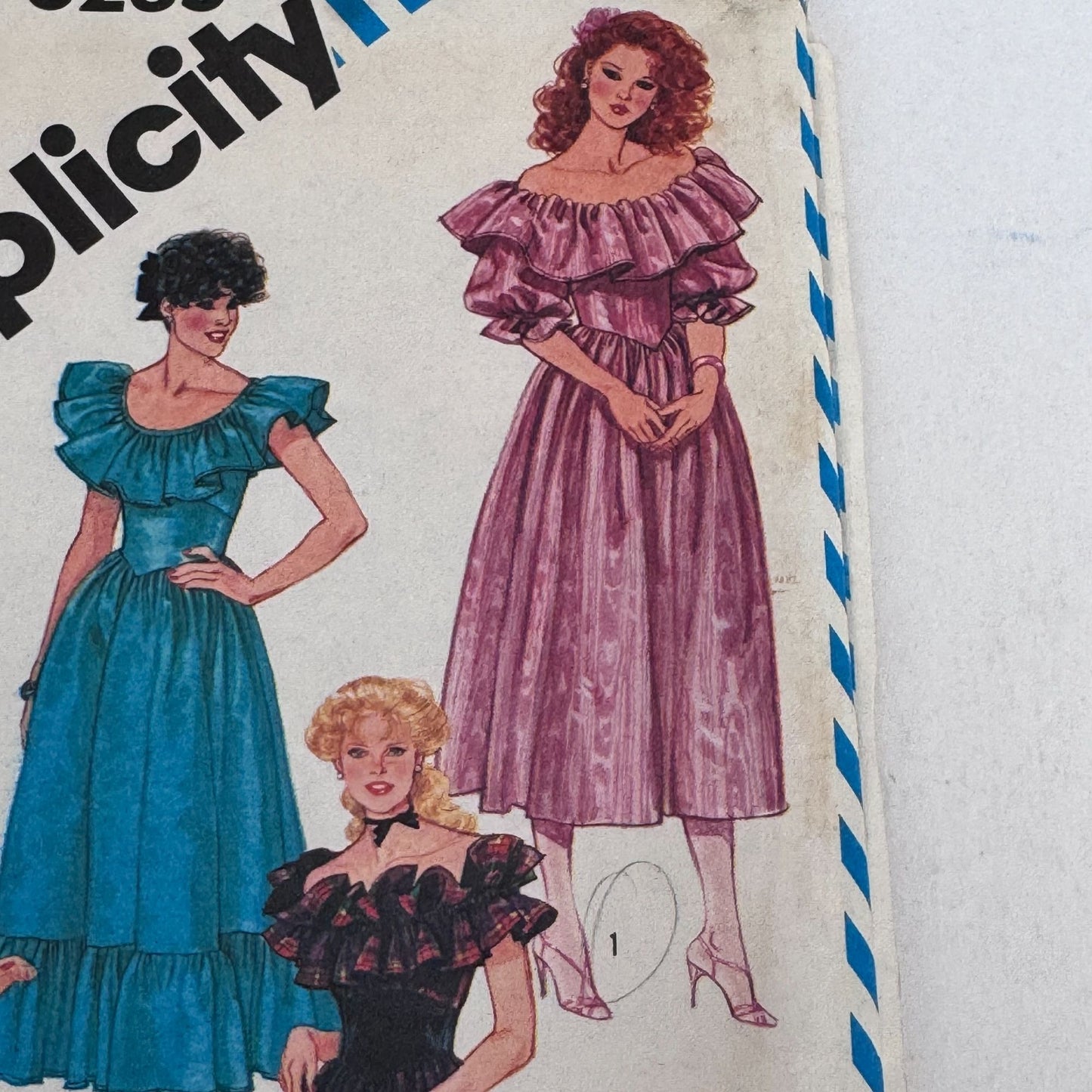 Simplicity Sewing Pattern 6235 Vintage Ruffle Dress 80s Prom Formal Evening 12 Uncut Fitted