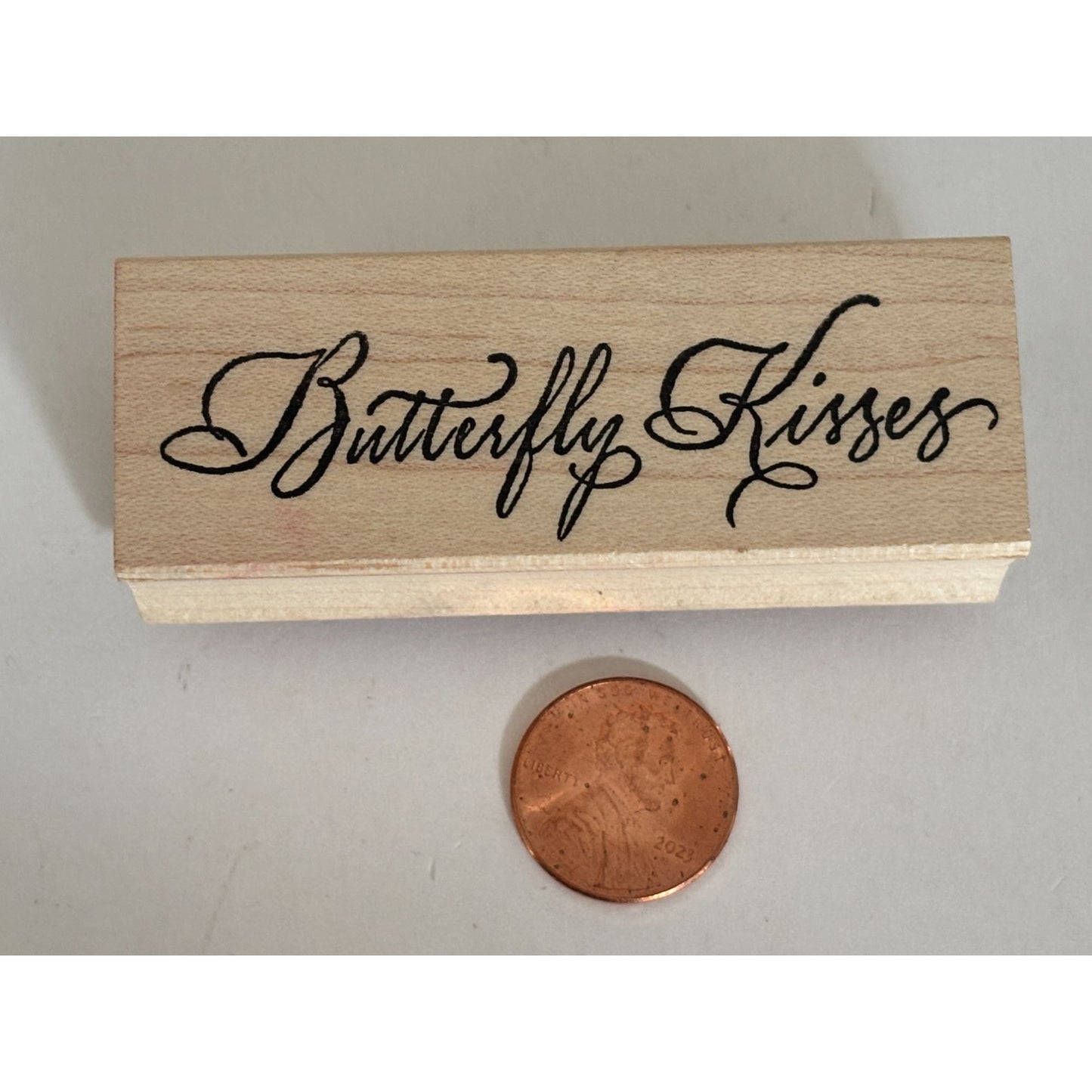 Serendipity Rubber Stamp Butterfly Kisses Fancy Script Sentiment Cardmaking Word